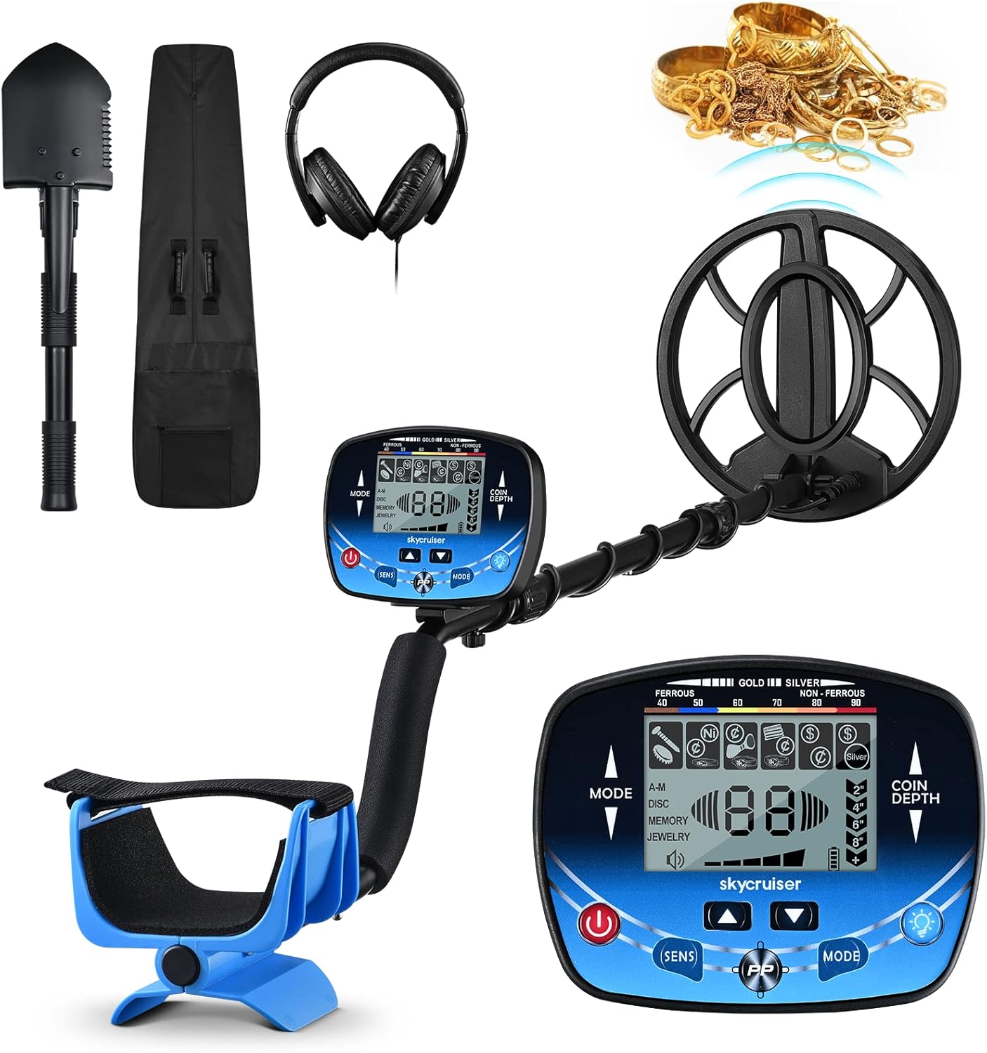 Waterproof Metal Detector with 10" IP68 Search Coil and Headphone I100