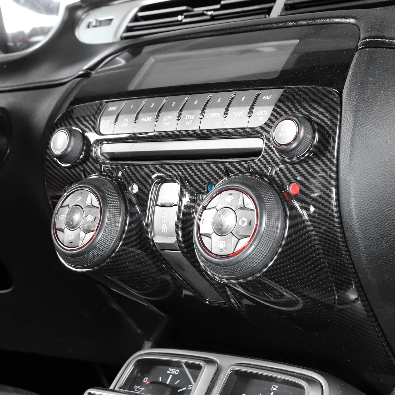 Carbon Fiber Center Console Dashboard Radio Panel Trim for Chevrolet Camaro Pack of 2 X67181