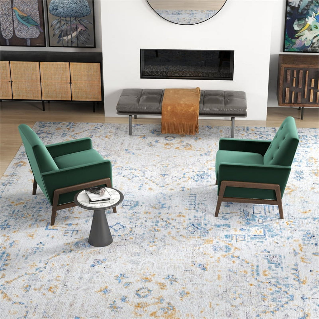 Green Velvet Tufted Accent Armchair Set of 2 S8007