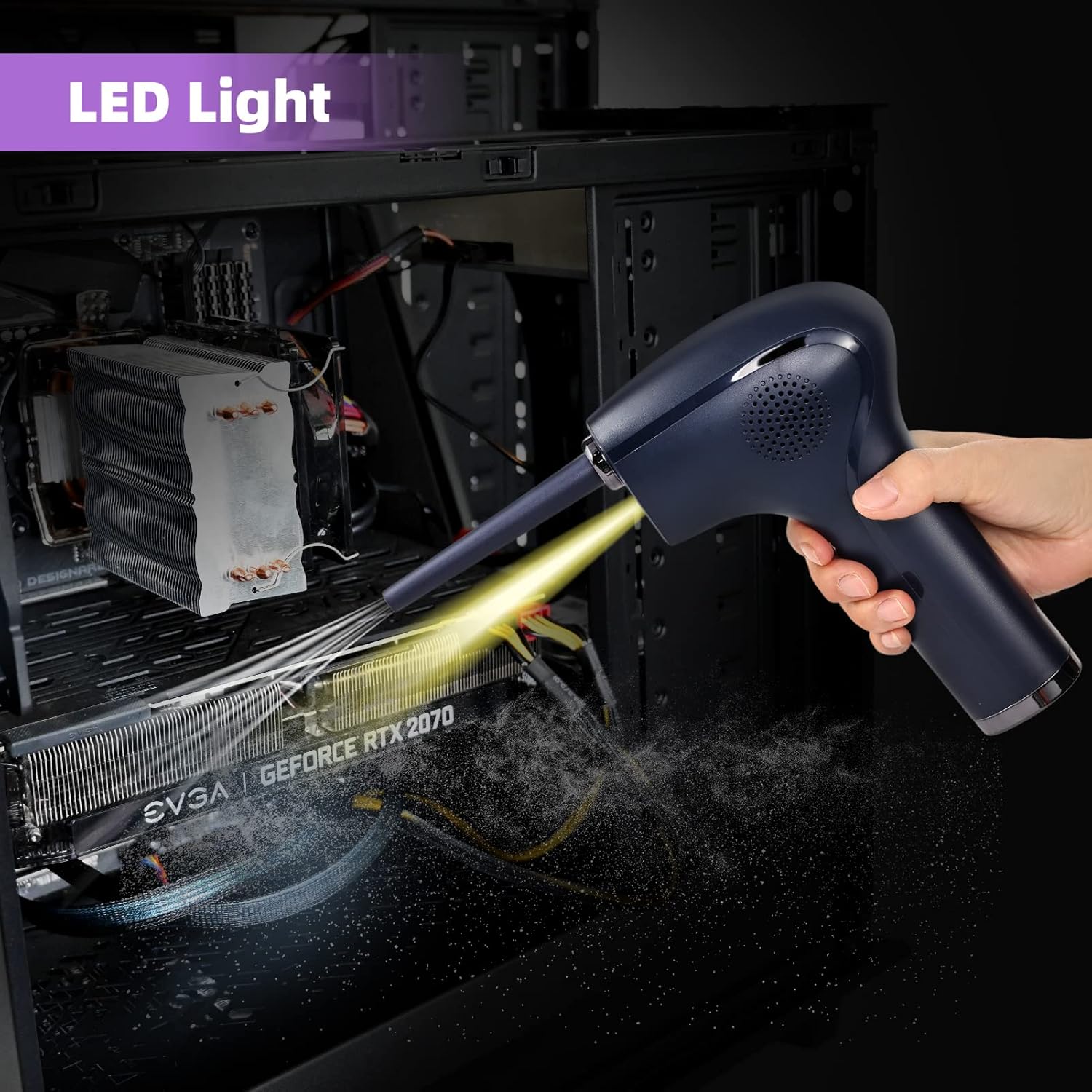 Cordless Electric Air Duster with LED Light, 37000 RPM, 6000 mAh, Pack of 2 P327