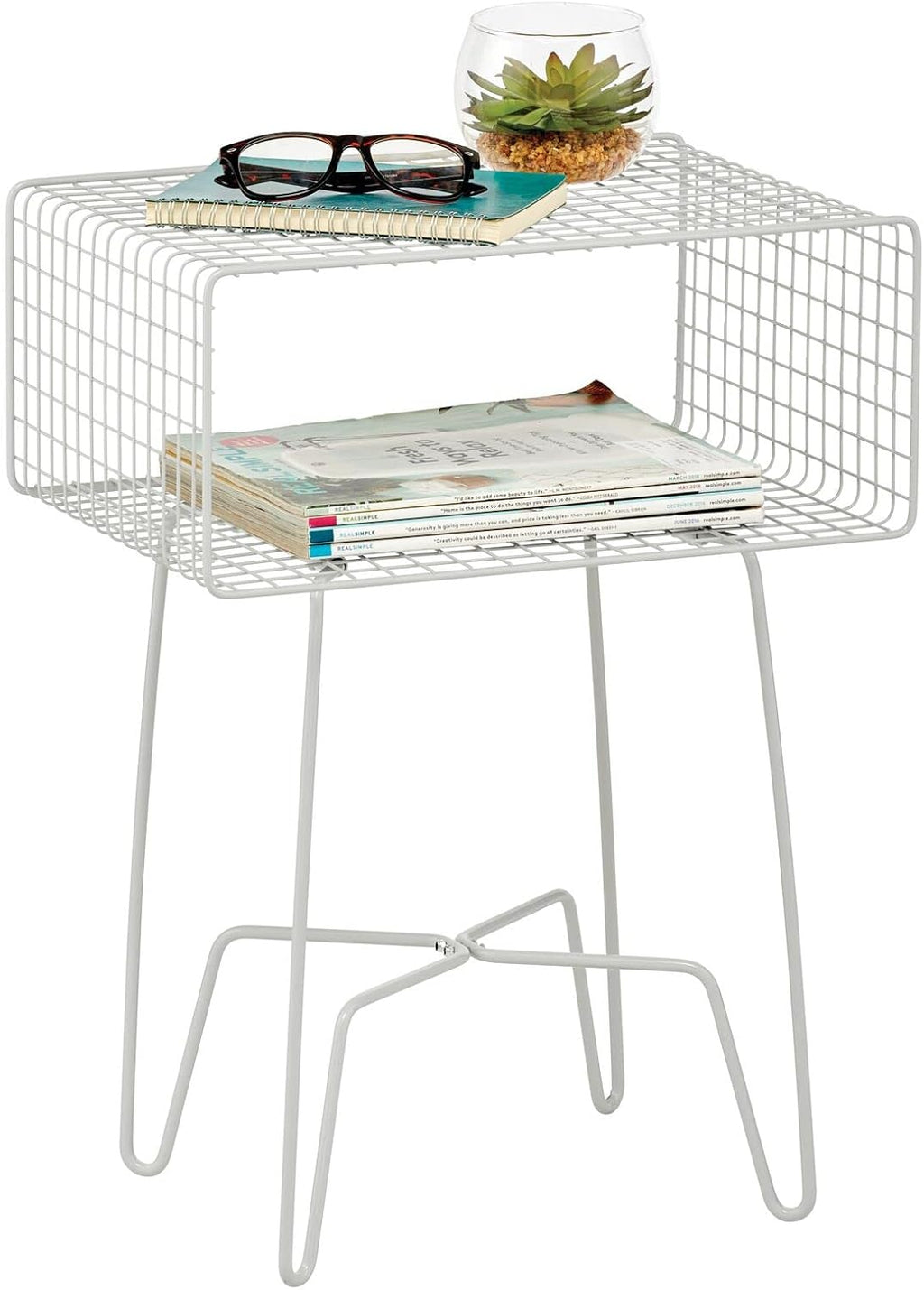 Bronze 2-Tier Metal End Table with Storage Shelf W35823