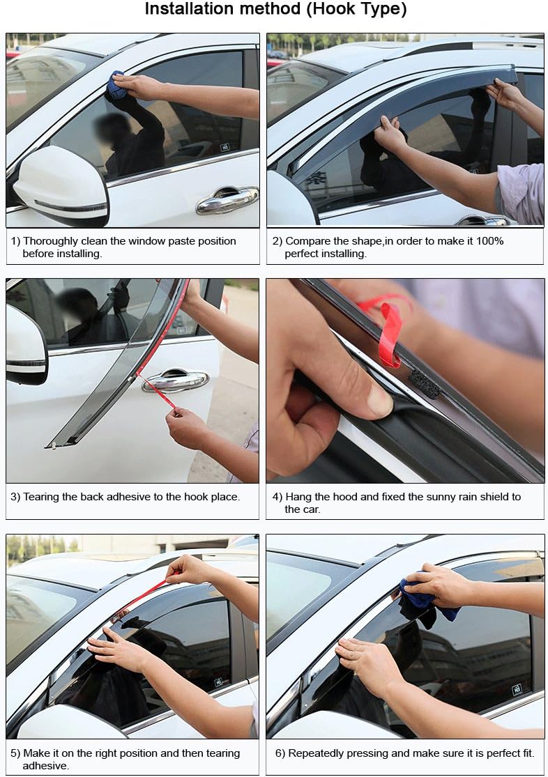 Car Window Visor Vent Shade Deflector Sun/Rain Guards Z497726