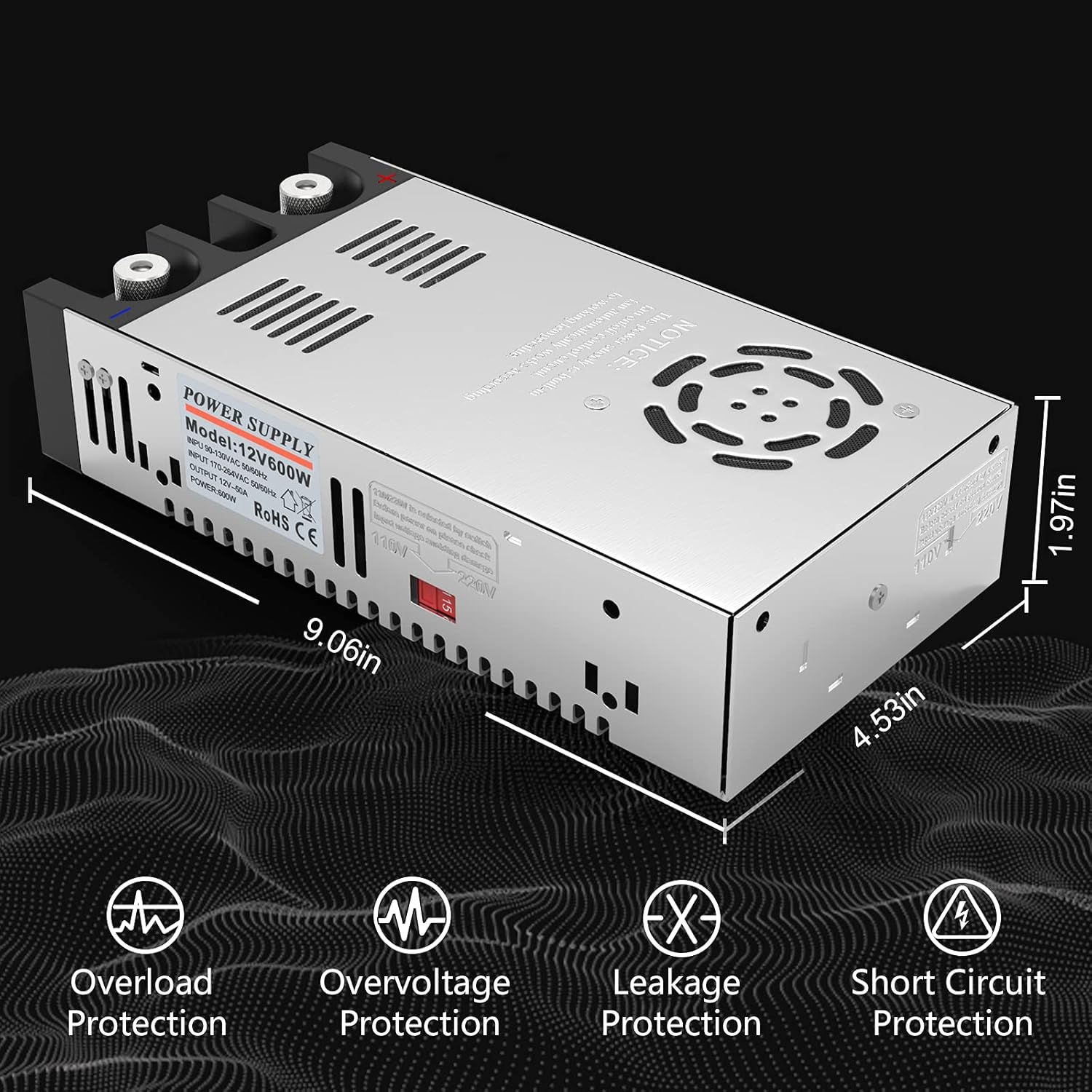 12V 600W 50A DC Switch Transformer Power Supply P1114