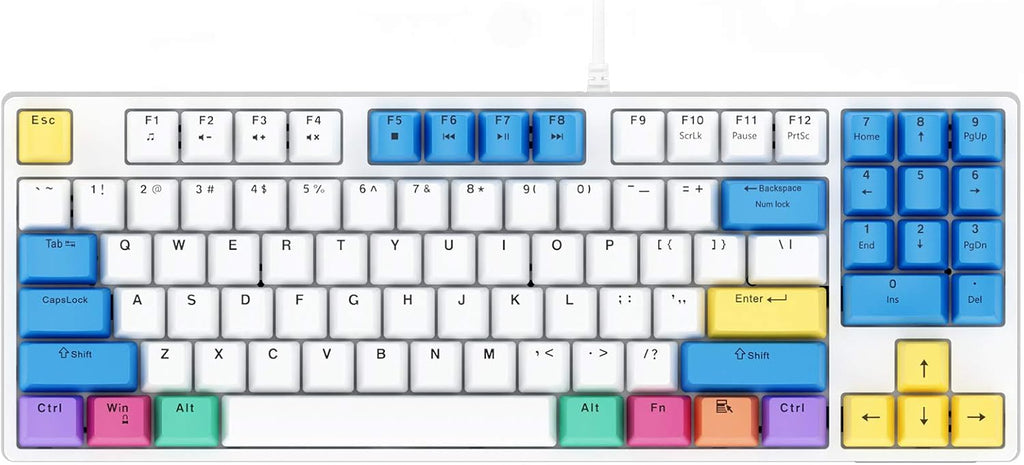 White Red Switch Wired Mechanical Keyboard 89 Keys O1691
