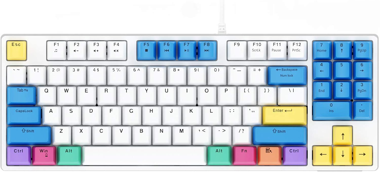 White Red Switch Wired Mechanical Keyboard 89 Keys O1691