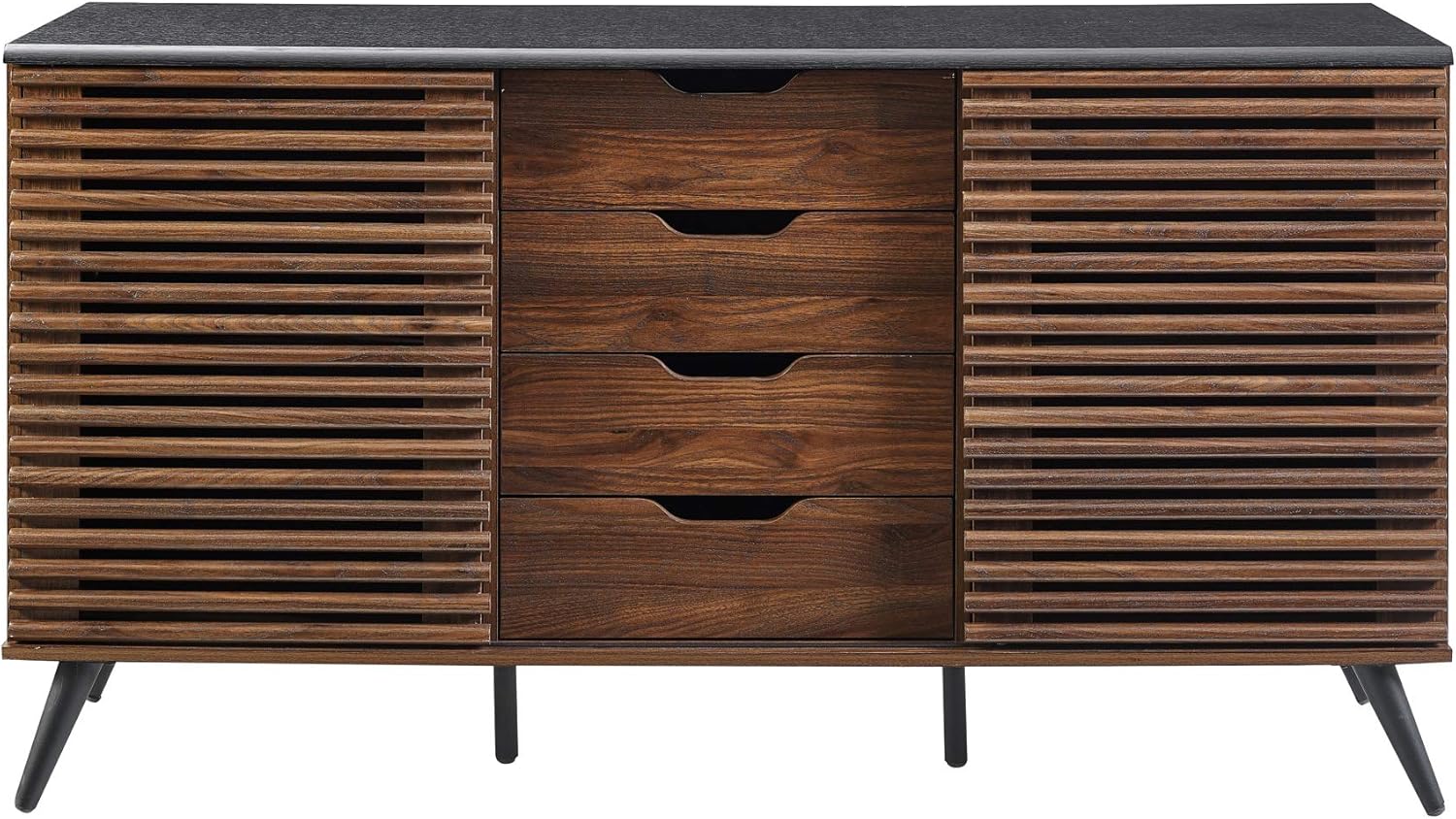 Black and Dark Walnut 4 Drawer Wood Cabinet M8445