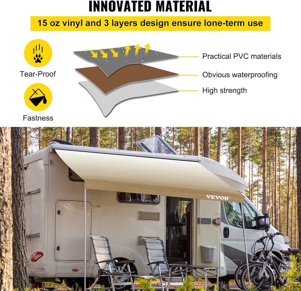 Brown Fade 21 FT Vinyl RV Awning Replacement Fabric U9033