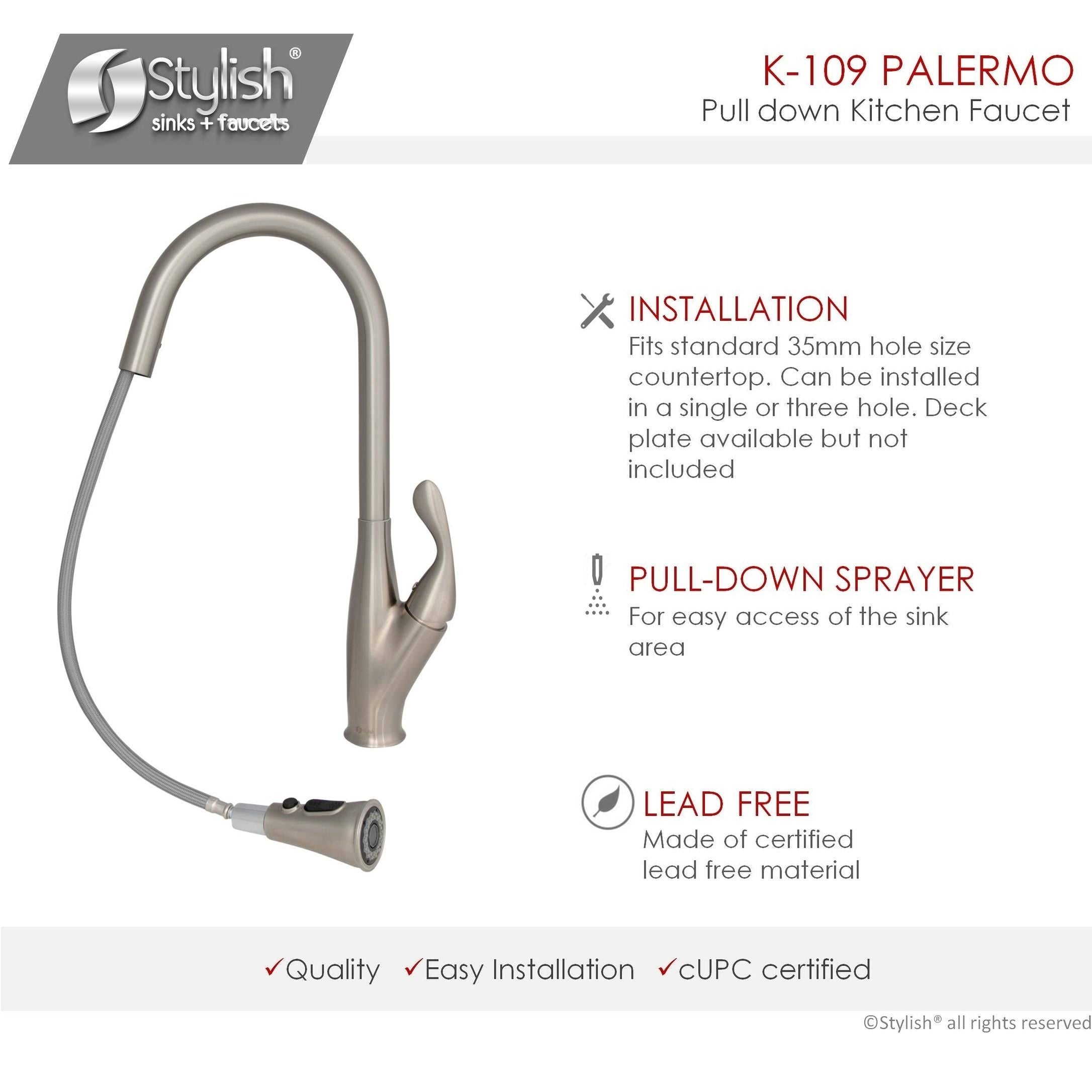 Brushed Nickel Single Handle Pull Down Kitchen Faucet N9626