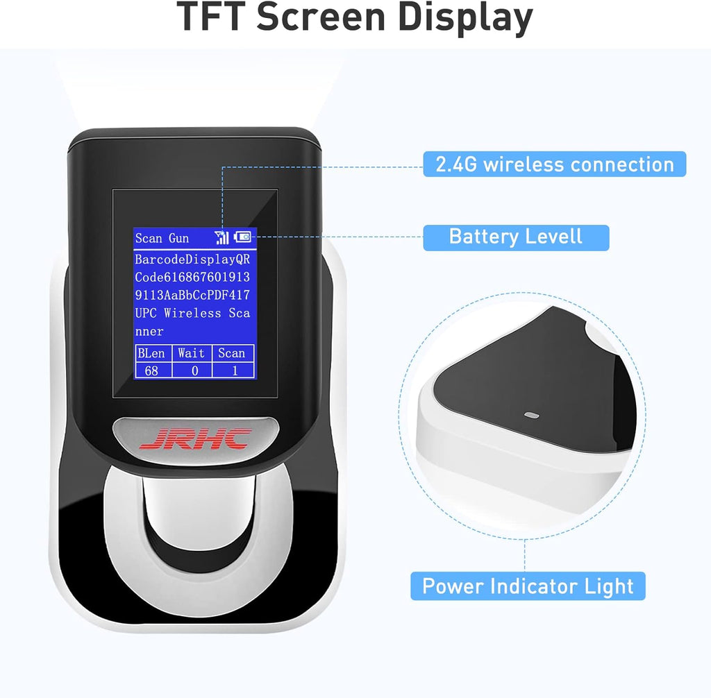 2 in 1 Wireless & Wired Barcode Scanner with Charging Base, Pack of 2 D203