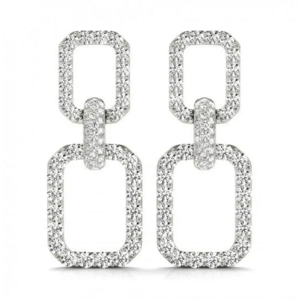 14K White Gold Drop Earrings U7030
