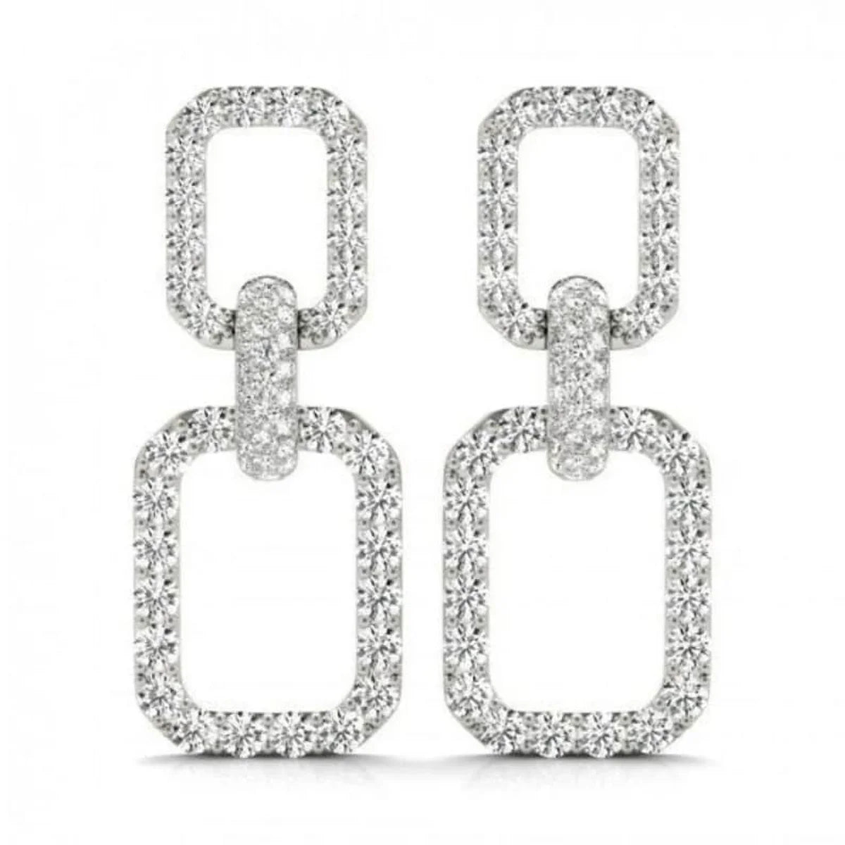 14K White Gold Drop Earrings U7030