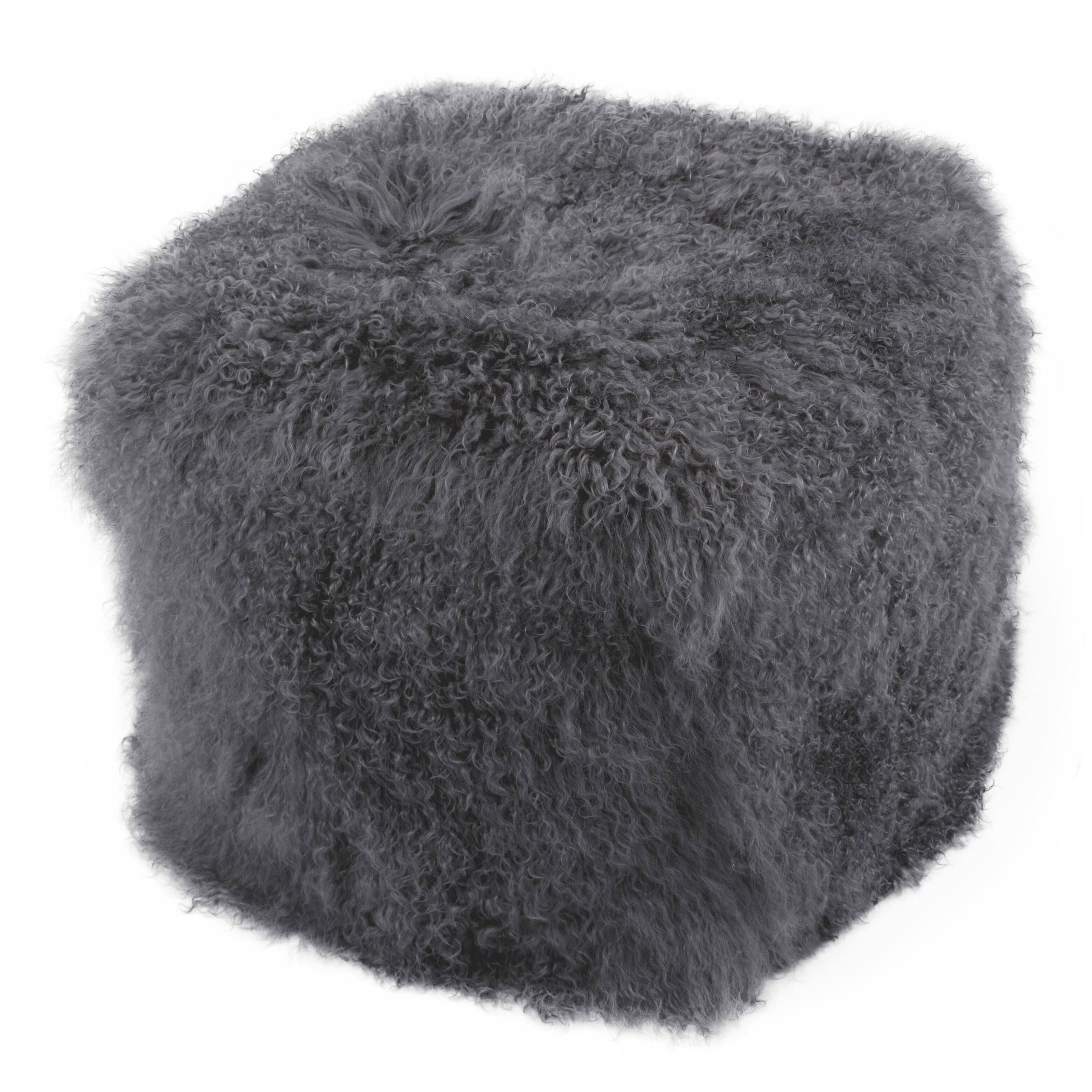 Black Snow Lamb Fur Pouf W681138