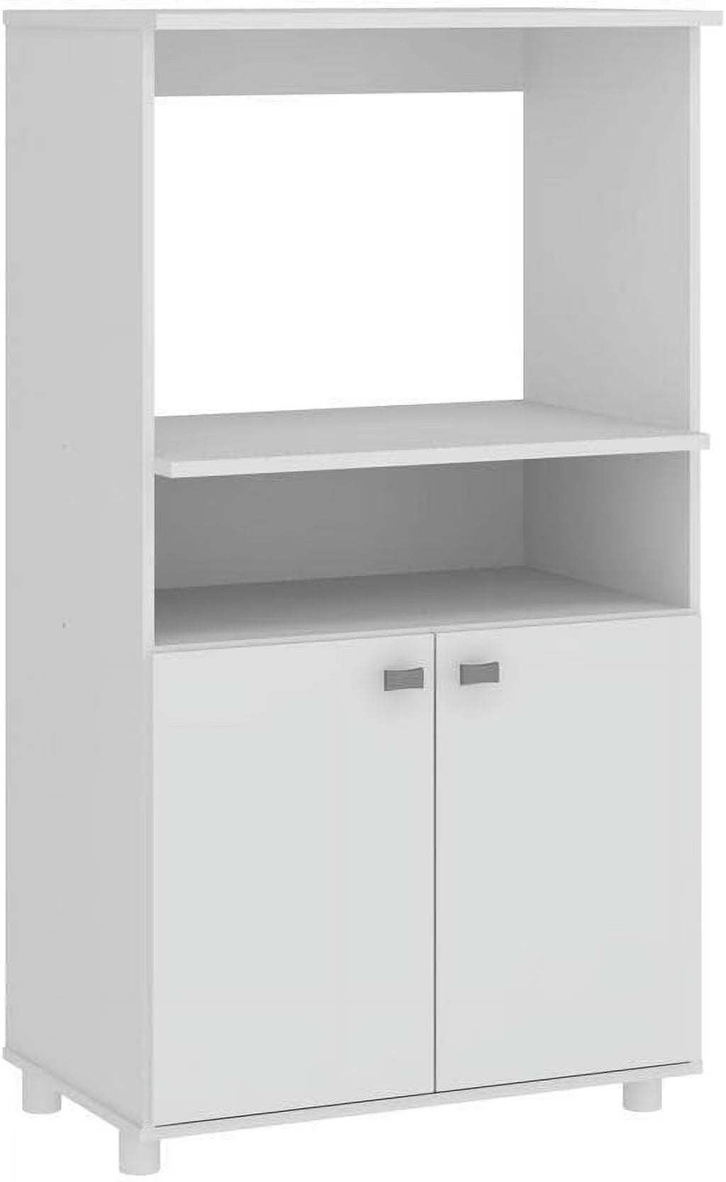 White Multipurpose Microwave Cabinet with 2 Doors and 2 Open Shelves V488