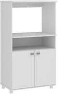 White Multipurpose Microwave Cabinet with 2 Doors and 2 Open Shelves V488