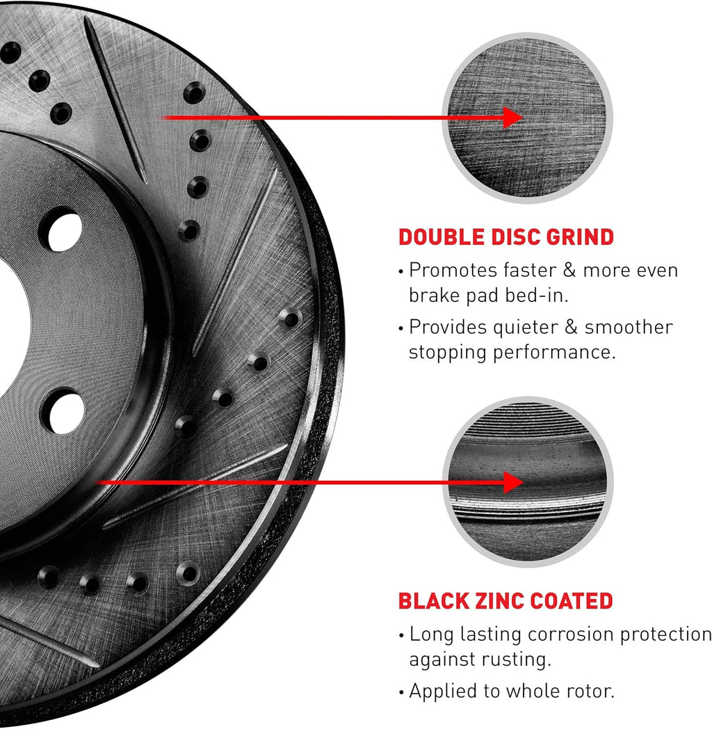 Black Drilled and Slotted Brake Rotors T60575