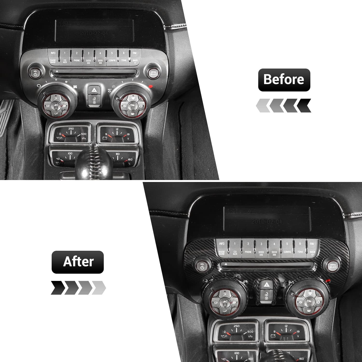 Carbon Fiber Center Console Dashboard Radio Panel Trim for Chevrolet Camaro Pack of 2 X67181