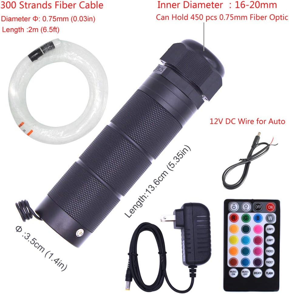 LED Fiber Optic Star Ceiling Light Kit 6W RGB 300 Strands 0.75mm 2m Star Headliner Kits R244