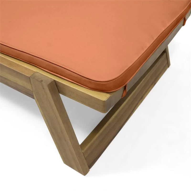 Teak and Orange Acacia Wood Chaise Lounge Set of 2 G8243
