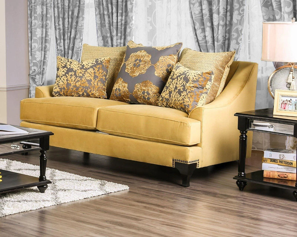 Gold & Gray Velvet-like Fabric Living Room Set 3pcs W164929