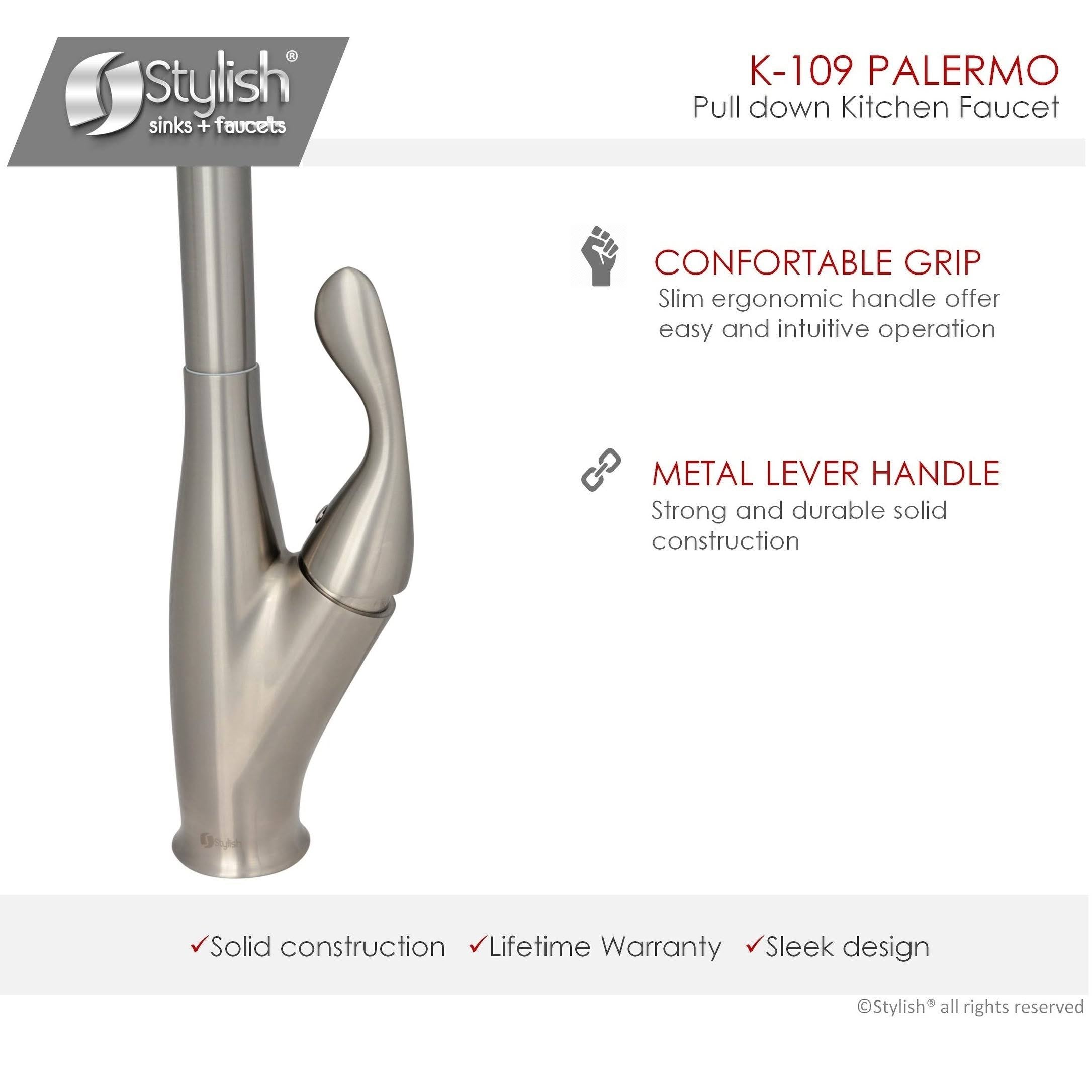 Brushed Nickel Single Handle Pull Down Kitchen Faucet N9626
