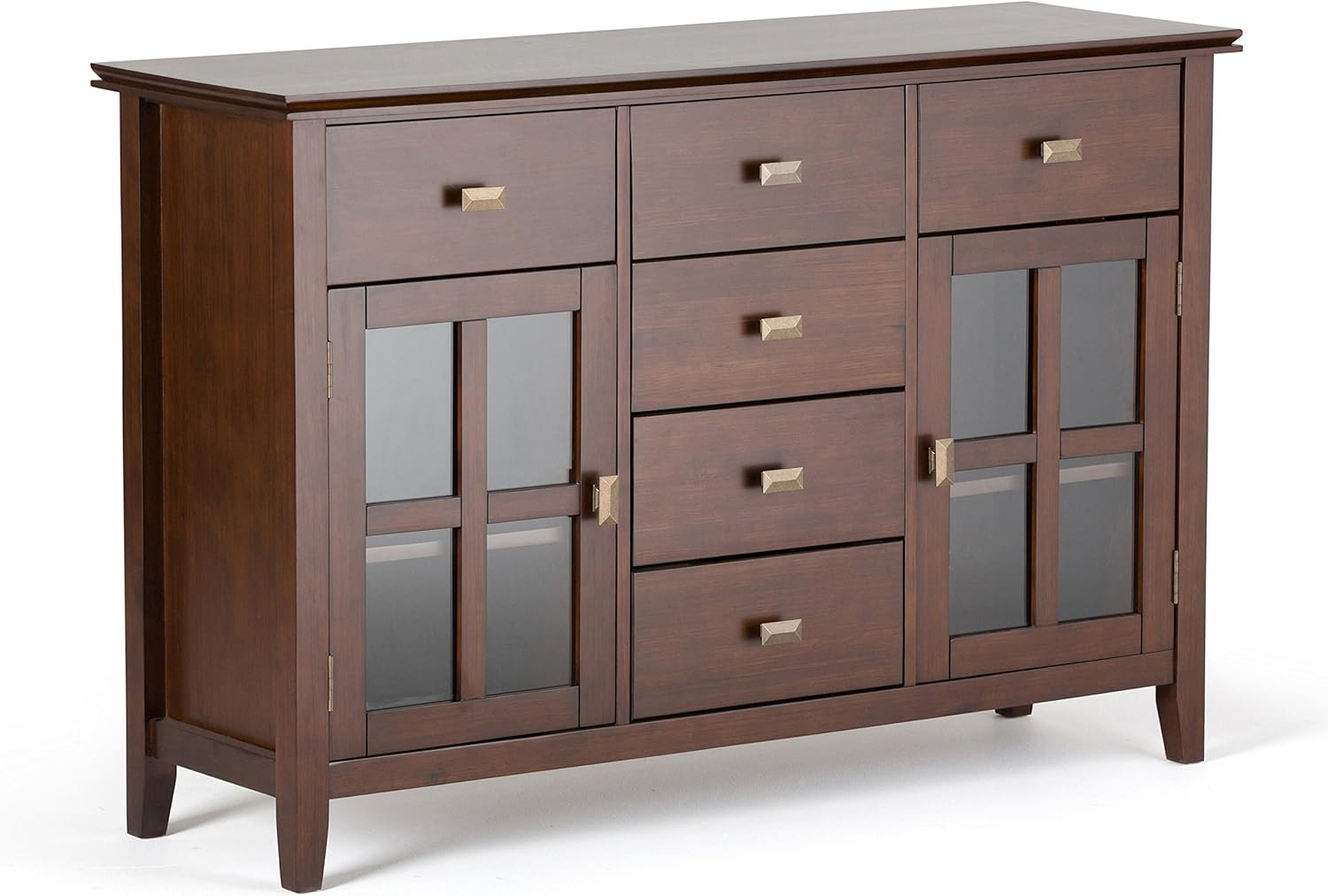Distressed Grey Solid Pine Wood Sideboard Buffet Credenza with 2 Doors, 6 Drawers and 2 Cabinets A860