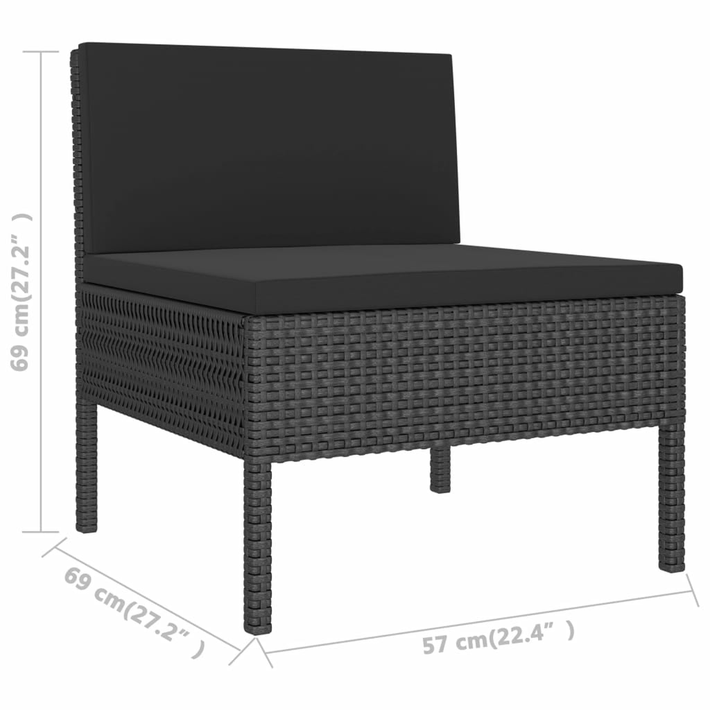 9 Piece Poly Rattan Outdoor Sectional Sofa Set with Cushions Q745