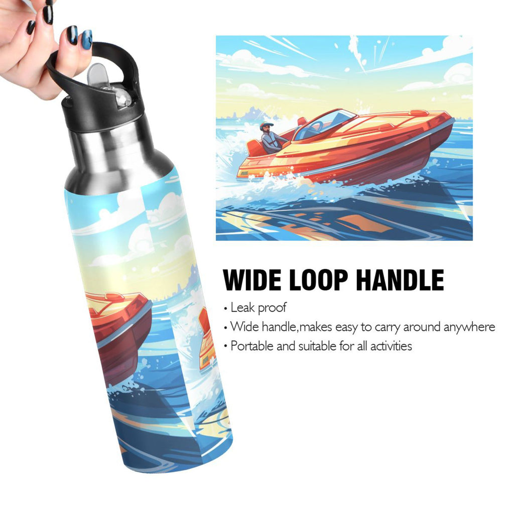 20 oz Insulated Stainless Steel Kids Water Bottle with Straw Lid G632984