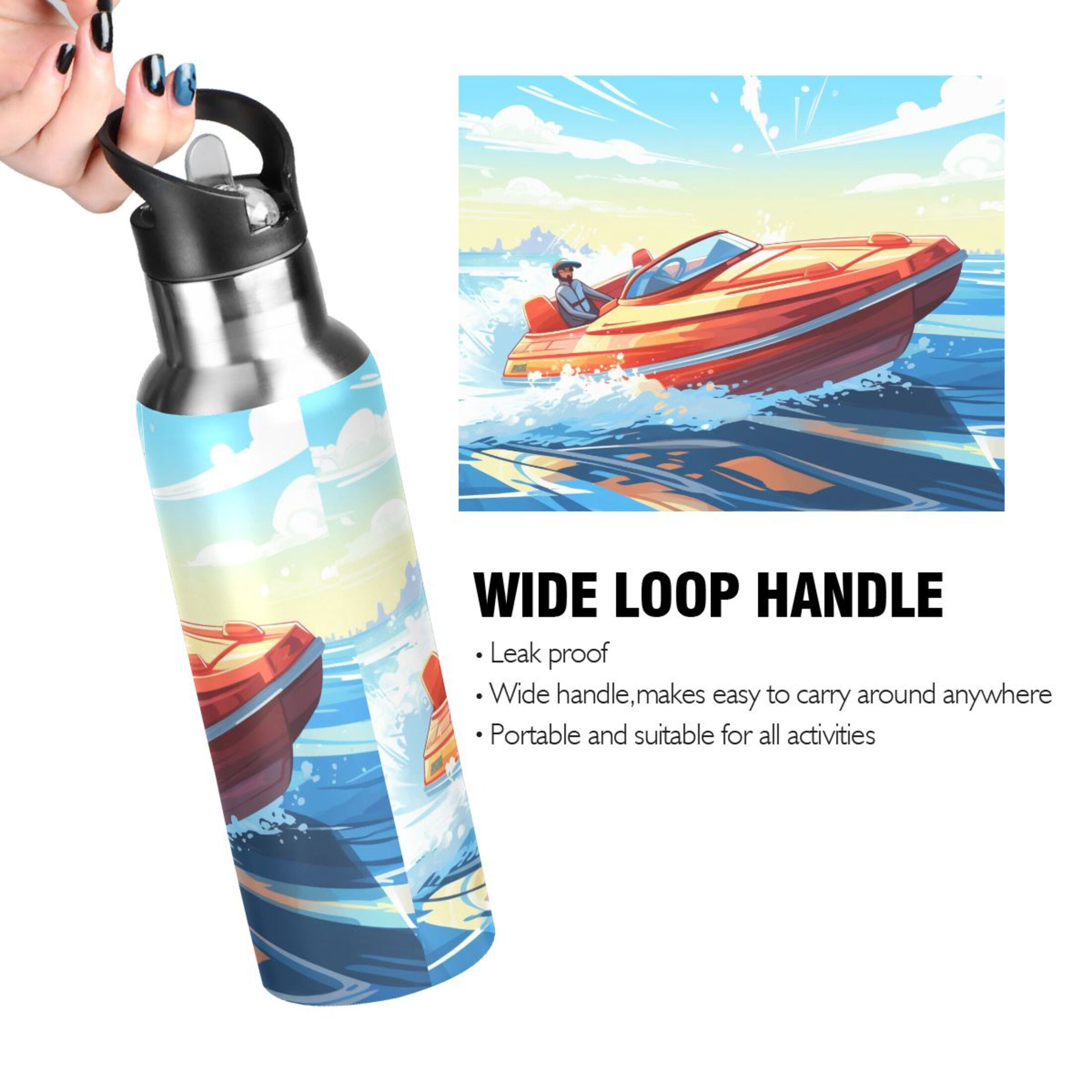 20 oz Insulated Stainless Steel Kids Water Bottle with Straw Lid G632984