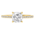 2.7 ct Cushion Cut Genuine Cultured Diamond SI1-SI2 J-K 18K Yellow Gold Engagement Ring H220
