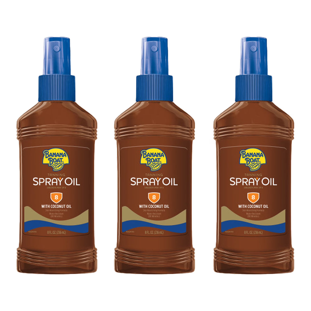 Deep Tanning Oil Pump Spray Sunscreen SPF 8 - 8 Ounces (Pack of 3) N502