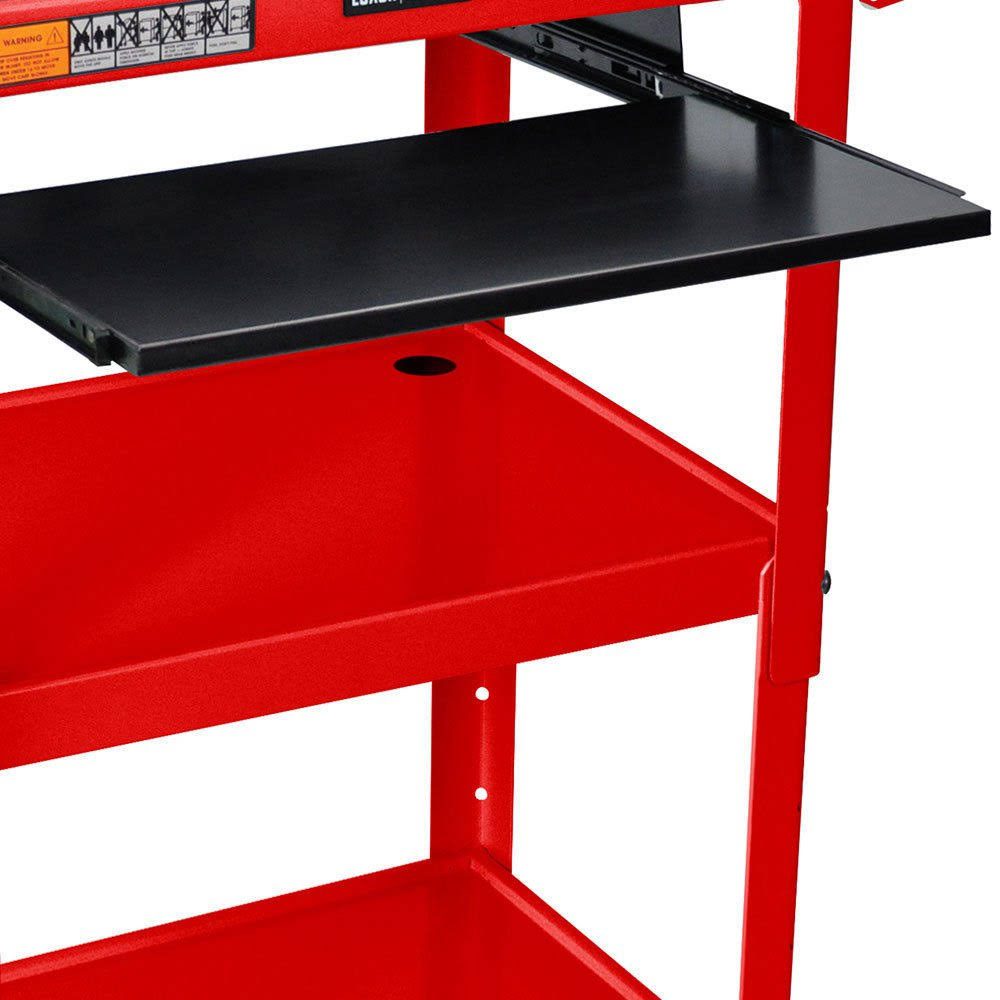 Red Adjustable Height Cart with Leaf/Keyboard N746
