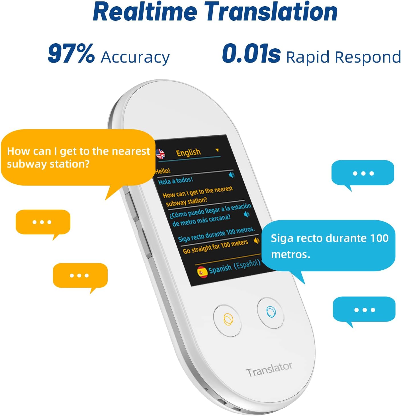 White AI Language Translator Device 108 Languages Q7702