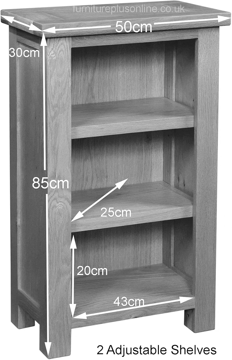 Oak Small Bookcase Solid Rustic Hardwood 3 Tier Bookshelf M997