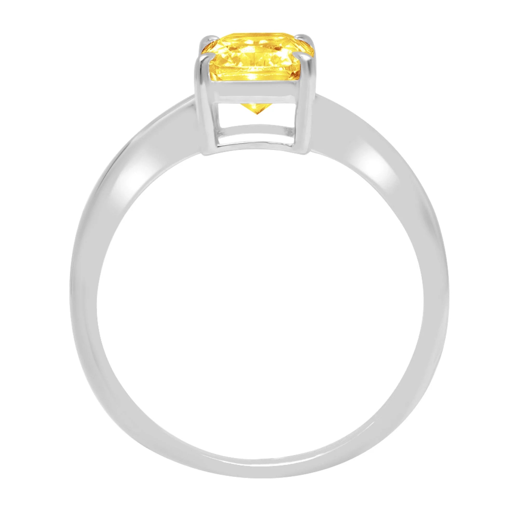 2.5ct Radiant Cut Yellow Simulated Diamond 18k White Gold Ring Size 4.25 M955