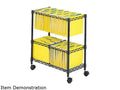 Two-Tier Rolling File Cart, Black H3488