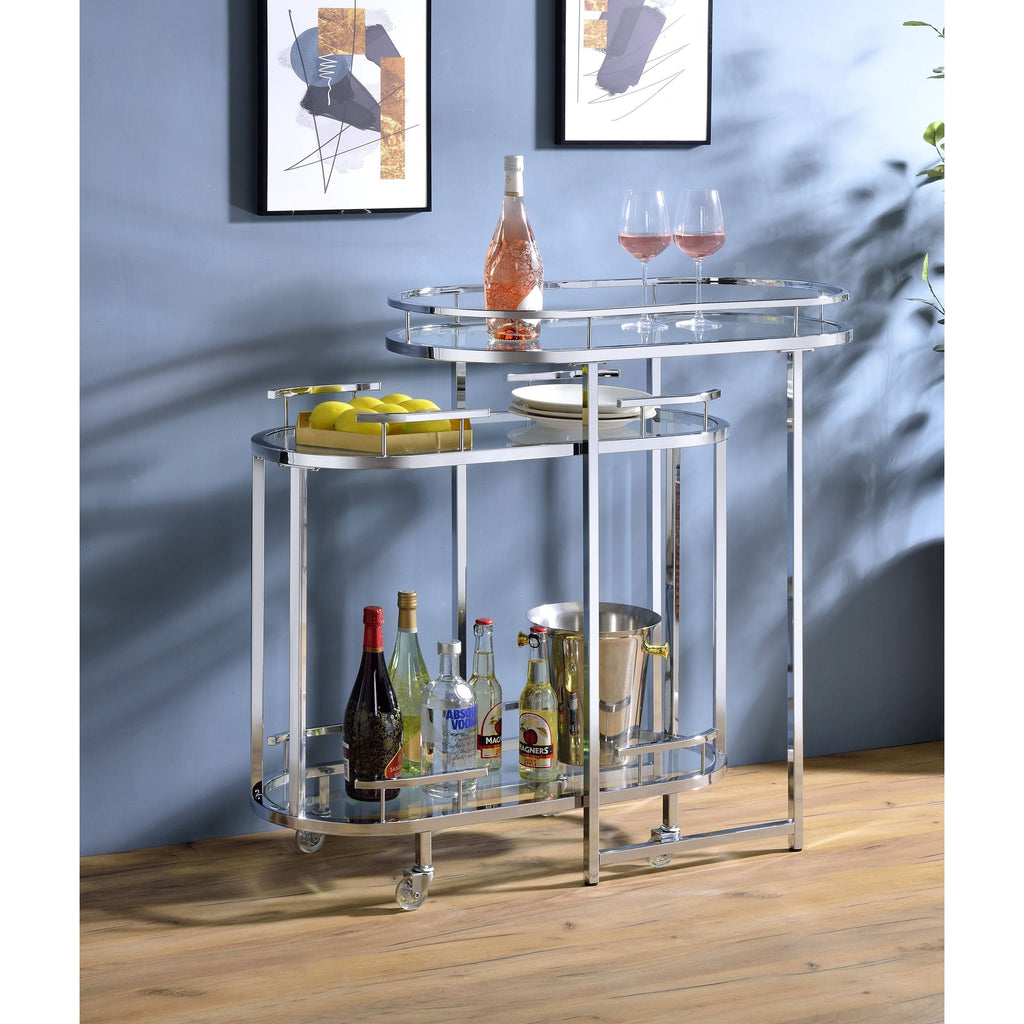 Clear Glass Serving Cart with Chrome Finish H213757