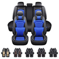 Waterproof PU Leather Full Set Car Seat Covers Black+Blue D742