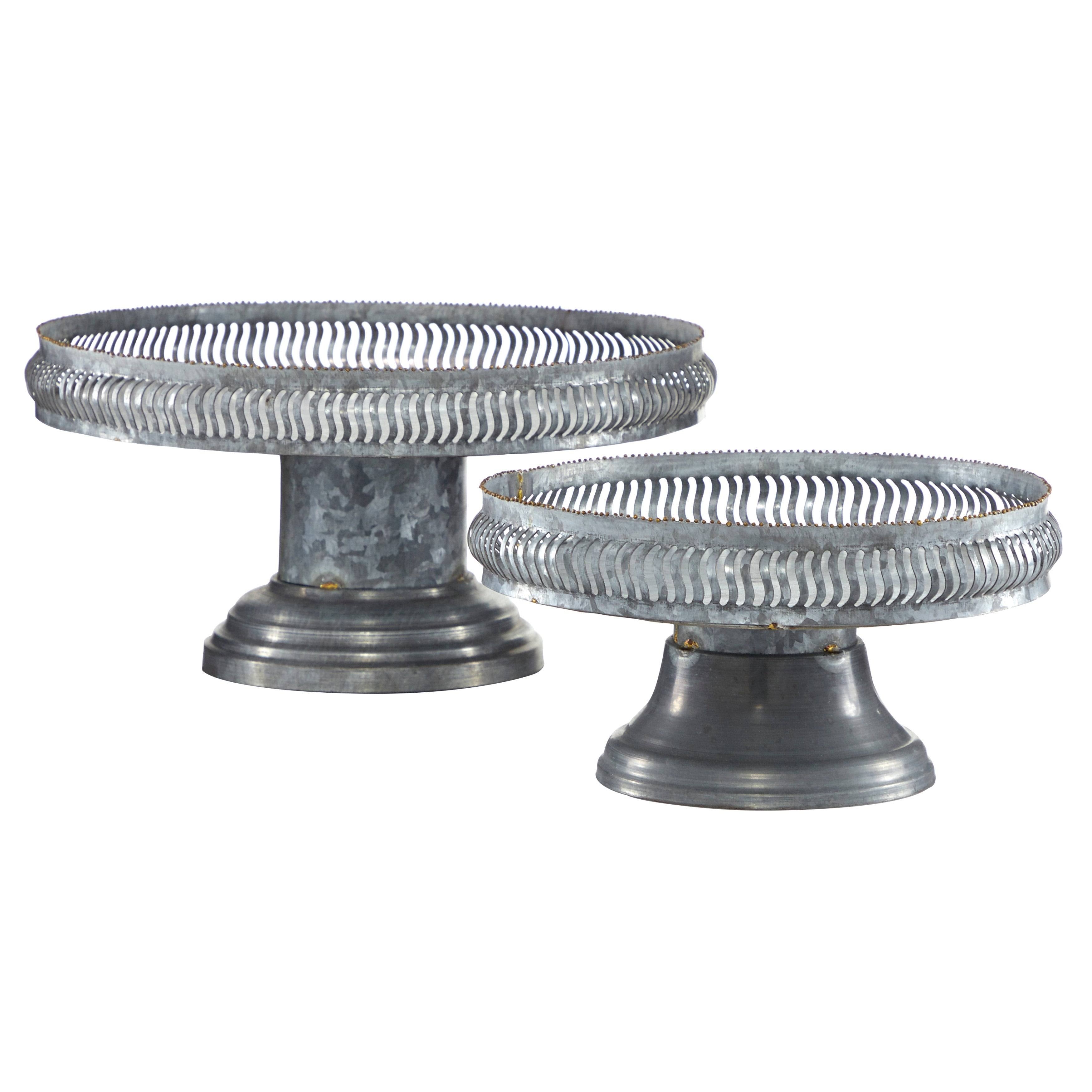 Round Gold Metal Set of 2 Cake Stand E884