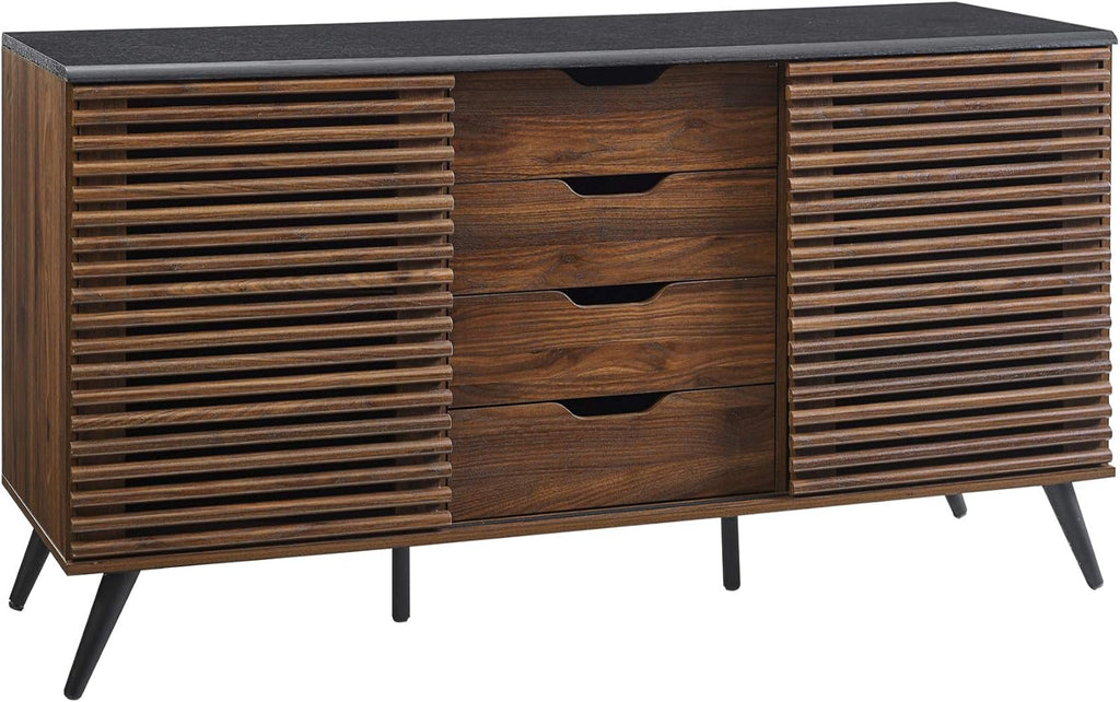 Black and Dark Walnut 4 Drawer Wood Cabinet M8445