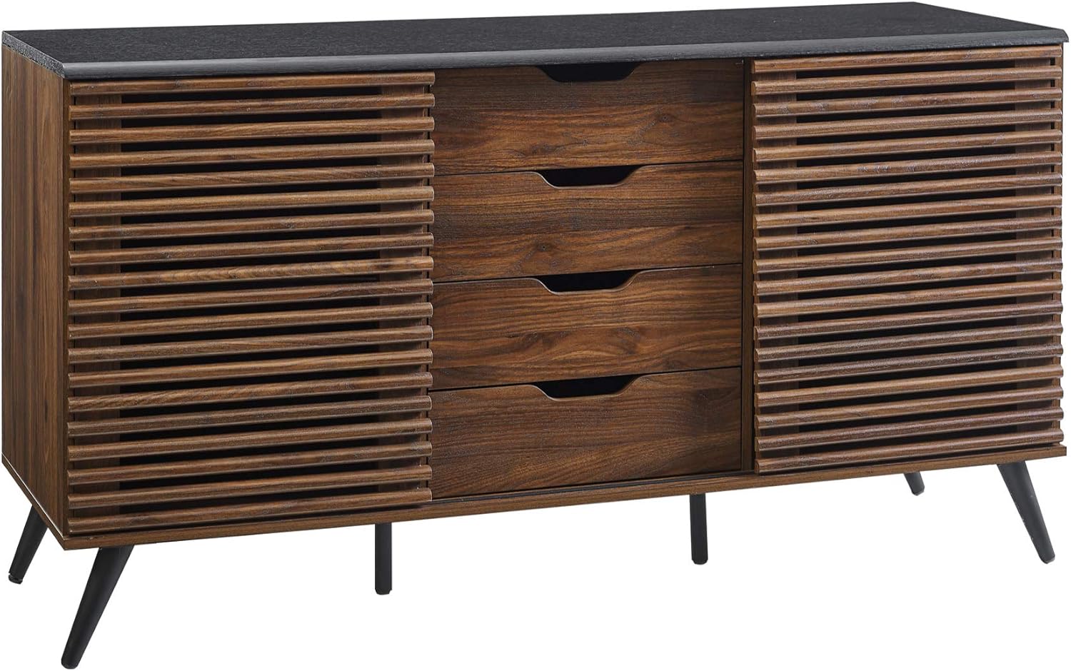 Black and Dark Walnut 4 Drawer Wood Cabinet M8445