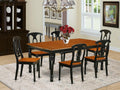 7 Piece Rectangle Wooden Dining Table with Butterfly Leaf and 6 Chairs, Black & Cherry I1680