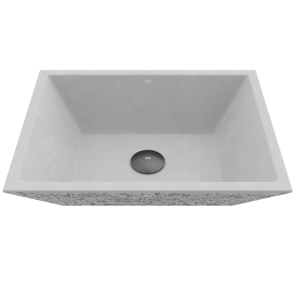 Cast Stone Gray Handmade Square Vessel Bathroom Sink M679