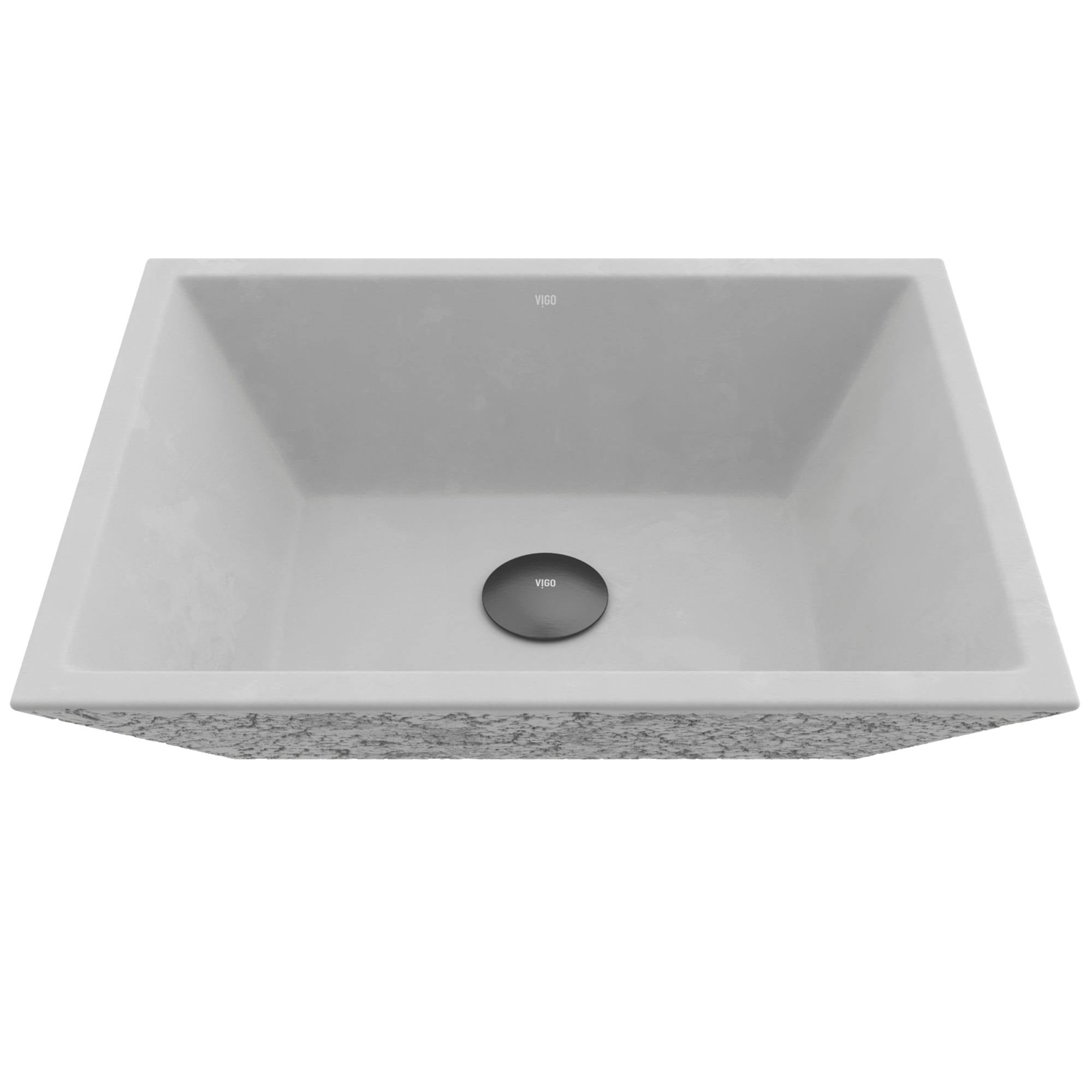 Cast Stone Gray Handmade Square Vessel Bathroom Sink M679