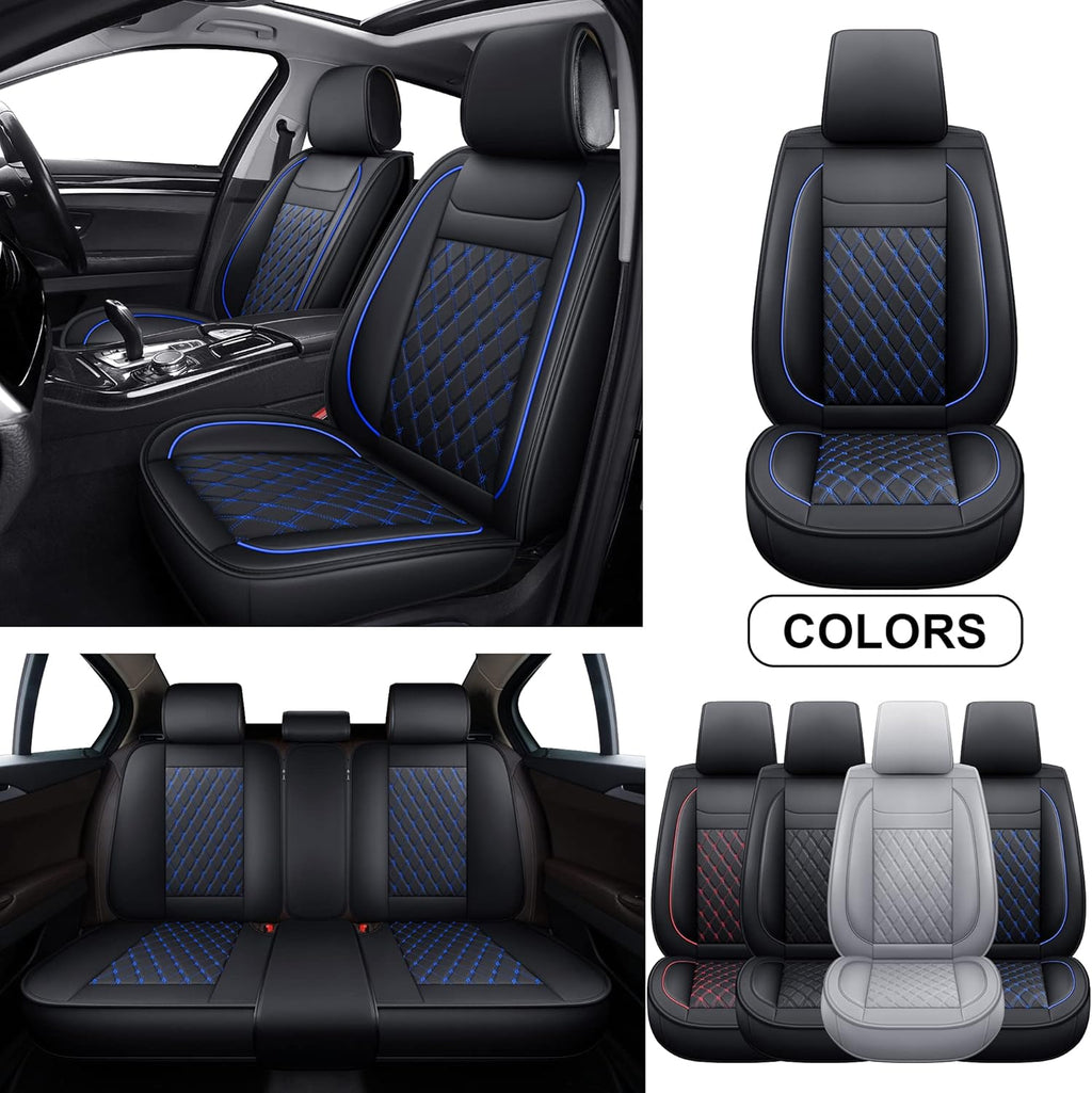 Gray Faux Leather Full Set Car Seat Covers J951