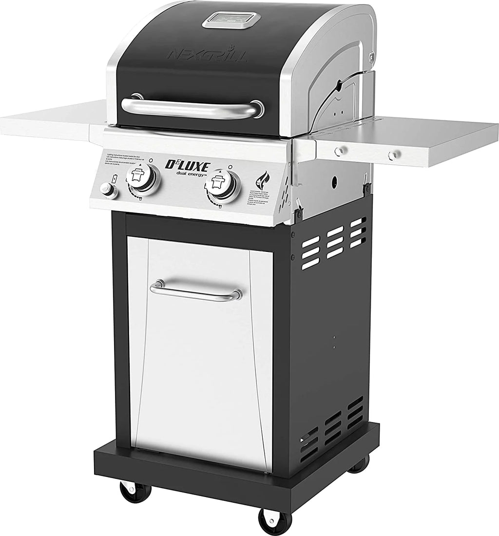 Silver & Black 2-Burner Propane Gas Grill with 2 Foldable Shelves S526