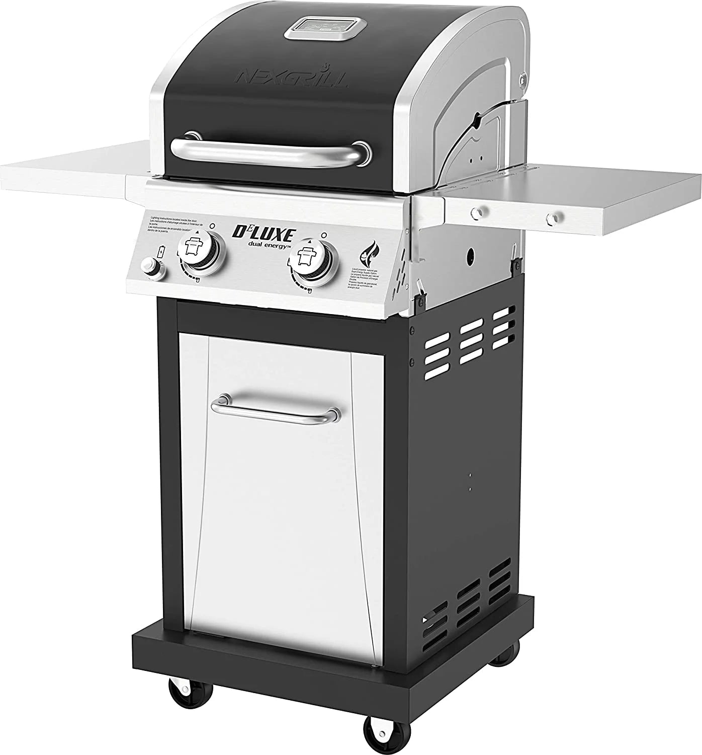 Silver & Black 2-Burner Propane Gas Grill with 2 Foldable Shelves S526