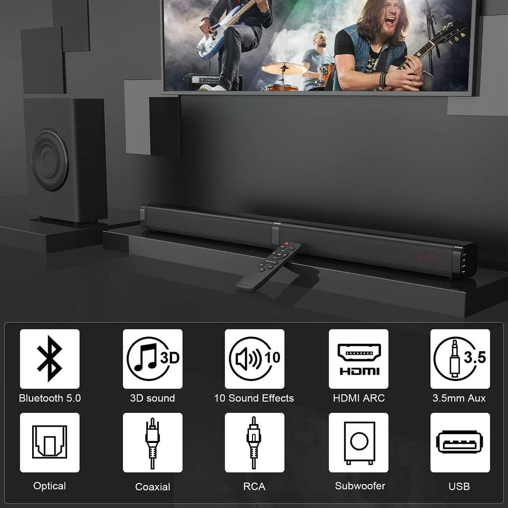 2.1 CH Sound Bar with Subwoofer 240W 3D Surround Sound Home Theater Audio System E3728