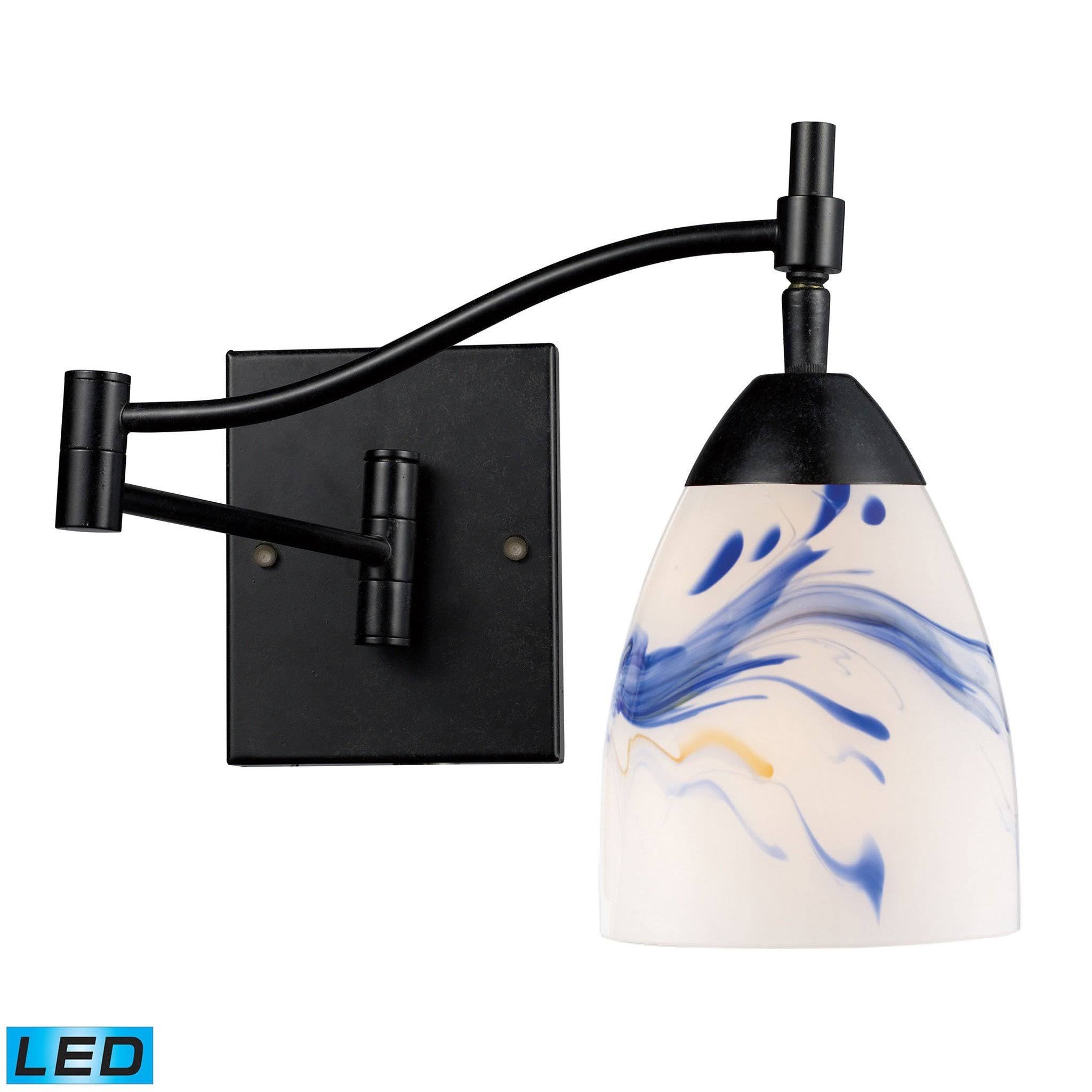1-Light Swingarm Sconce in Dark Rust & Mountain Glass G3421