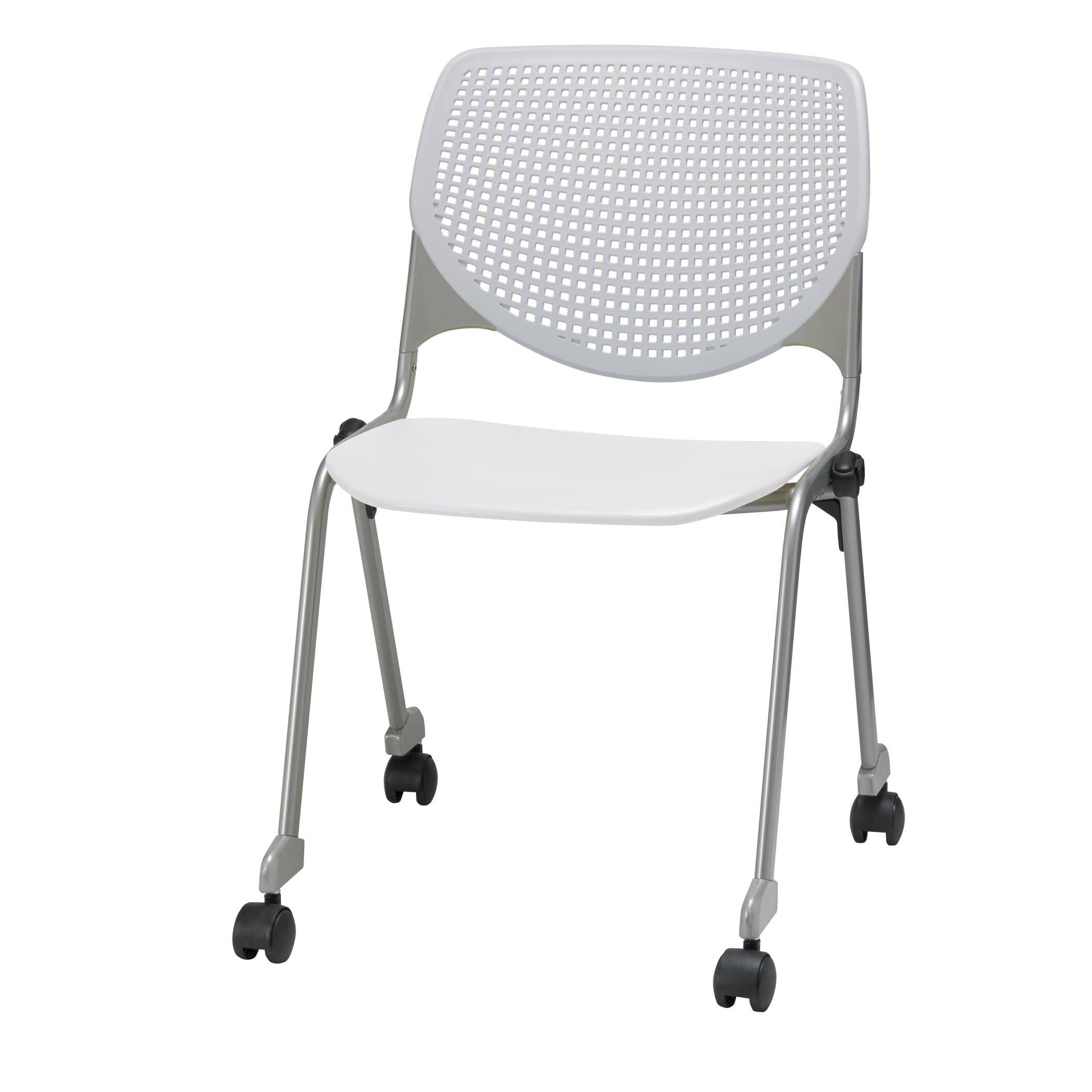 Light Grey White Stack Chair with Casters K830