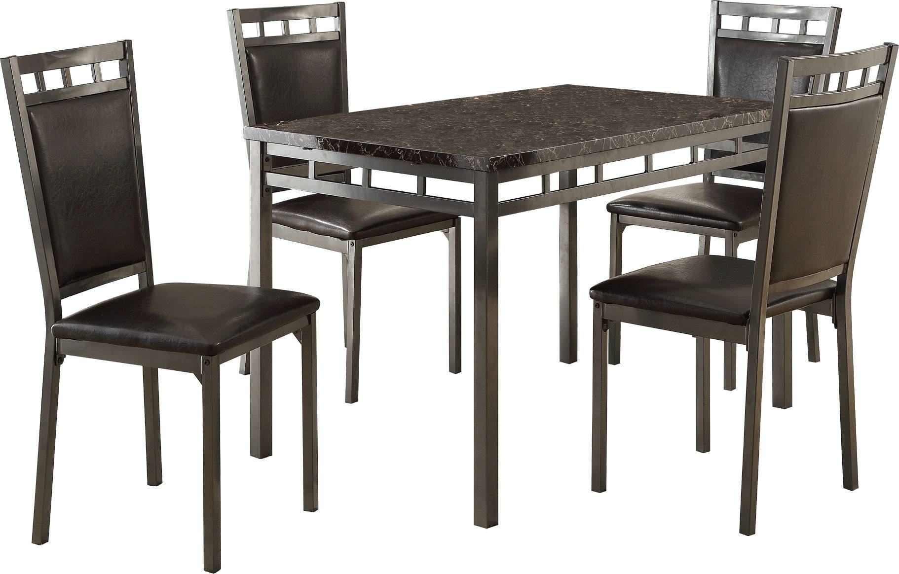 5-Piece Dining Set with Faux Marble Top L796629